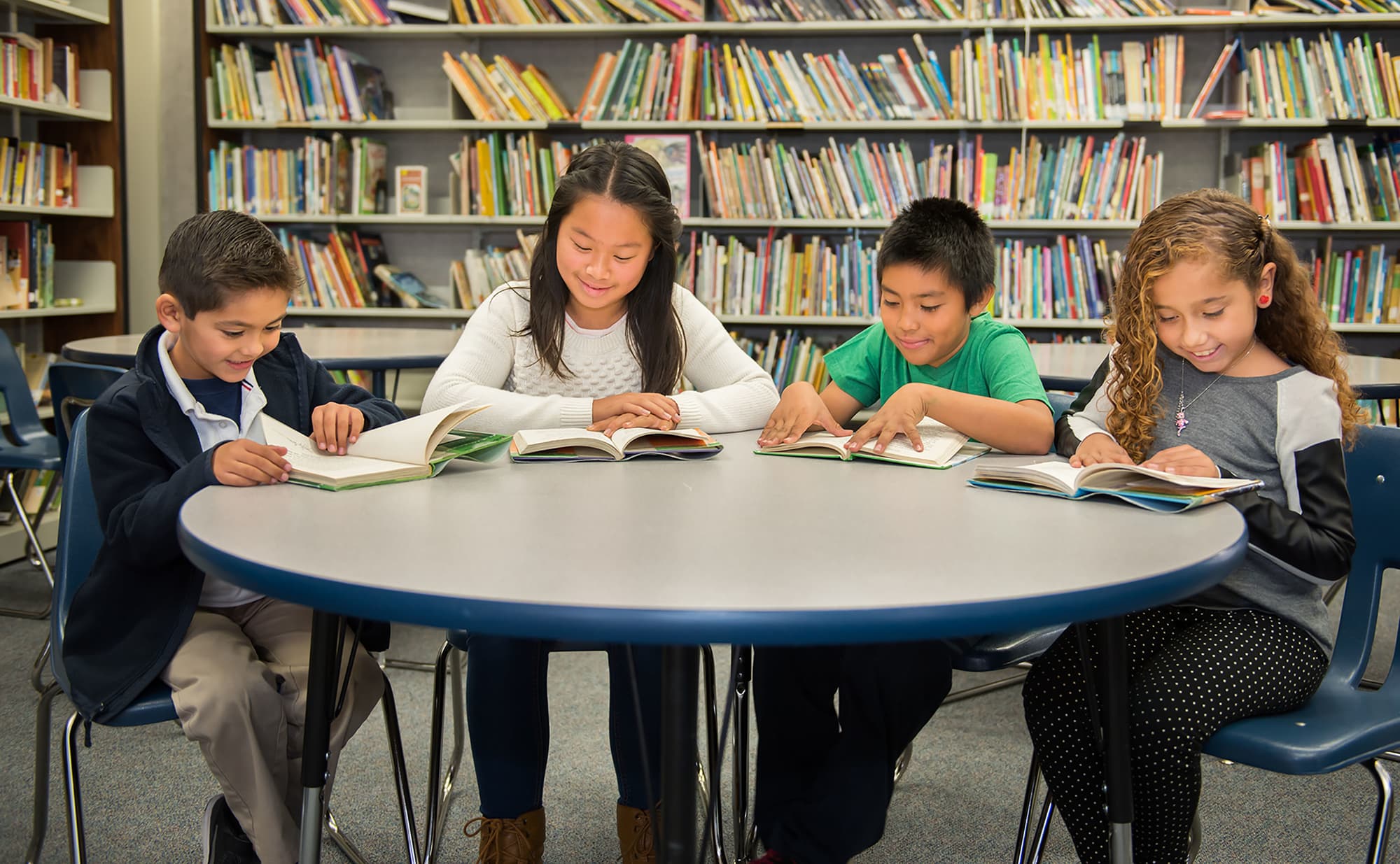 Four children reading